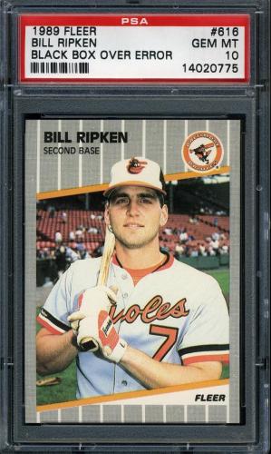 1989 Fleer #616E Bill Ripken Black Box [Square Box] PSA 10 #14020775