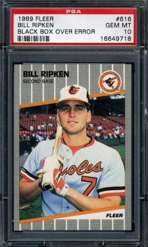 1989 Fleer #616E Bill Ripken Black Box [Rounded Box with Jagged White Line] PSA 10 #16649718