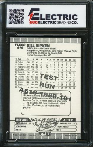1989 Fleer #616A Bill Ripken Rick Face Black & White Test Run - Back