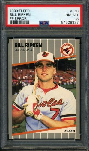 1989 Fleer #616A Bill Ripken Rick Face Mystery Card PSA 8 #84328937