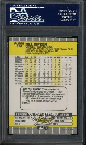 1989 Fleer #616C Bill Ripken White Scribble PSA 10 #19755218 - Back