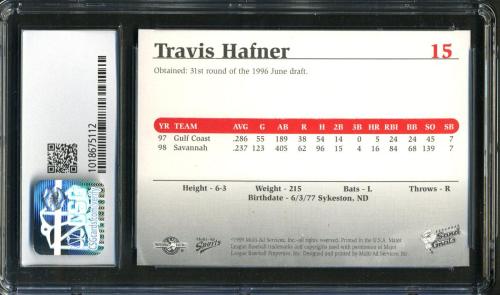 1999 Multi-Ad South Atlantic League Top Prospects #15 Travis Hafner CSG 9 #1018675112 - Back