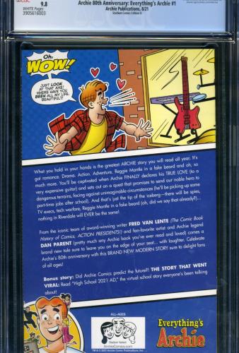 2021 Archie 80th Anniversary: Everything's Archie #1 Stadium Comics Edition B 8/21 CGC 9.8 #3905616003 - Back