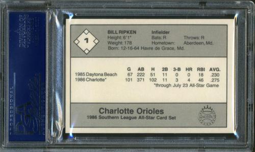 1986 Southern League All-Stars Jennings #1 Bill Ripken PSA 10 #21705722 - Back