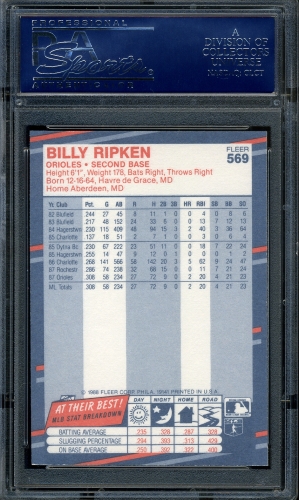 1988 Fleer Glossy #569 Bill Ripken PSA 10 #17497445 - Back