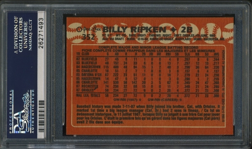 1988 O-Pee-Chee #352 Billy Ripken PSA 10 #26271493 - Back