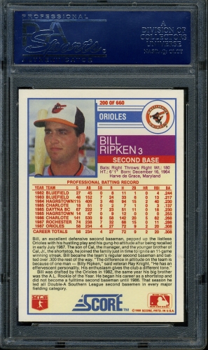1988 Score #200 Bill Ripken RC* PSA 10 #17625831 - Back