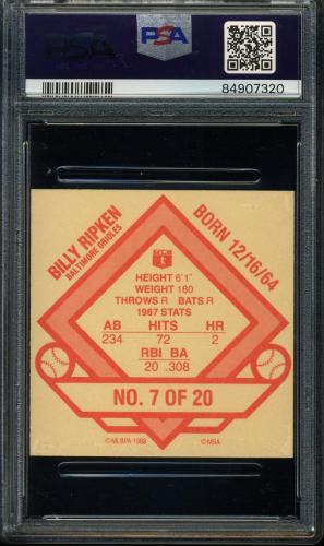 1988 MSA Iced Tea Discs Square Proof #7 Billy Ripken PSA 8 #84907320 - Back