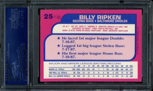 1988 Toys'R'Us Rookies #25 Billy Ripken PSA 10 #17600455 - Back