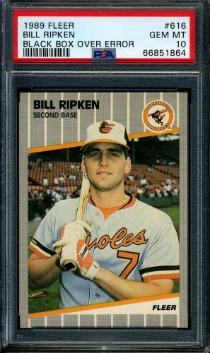 1989 Fleer #616E Bill Ripken Black Box [Rounded Box with Smooth White Line] PSA 10 #66851864