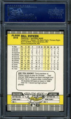 1989 Fleer #616D Bill Ripken Black Scribble [Full 'F' Showing] PSA 10 #16861386 - Back