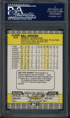 1989 Fleer #616C Bill Ripken White Scribble PSA 10 #19755218 - Back