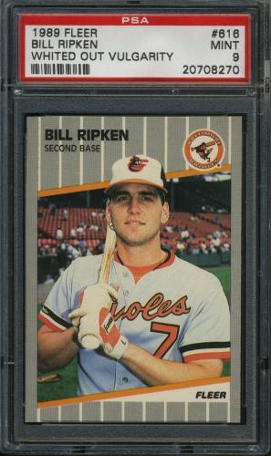 1989 Fleer #616B Bill Ripken Whiteout [Jagged White Line] PSA 9 #20708270