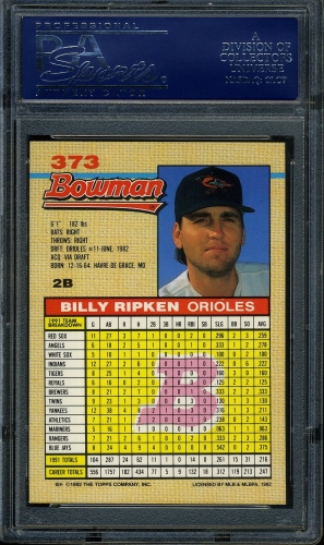 1992 Bowman #373 Billy Ripken PSA 10 #18844226 - Back