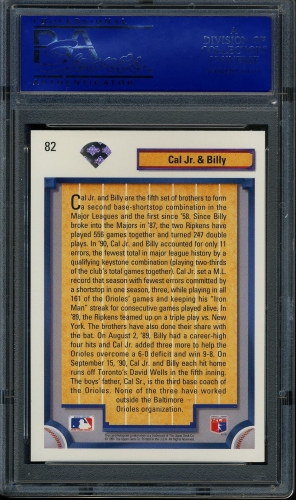 1992 Upper Deck #082 Ripken Brothers PSA 10 #30759024 - Back