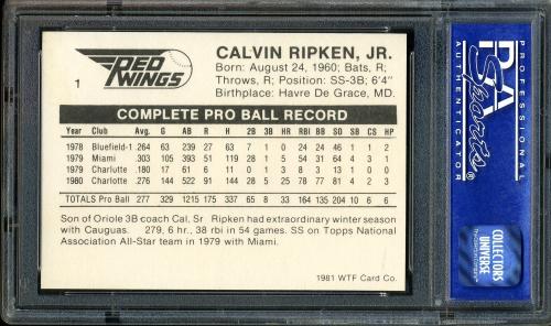 1981 WTF Rochester Red Wings WTF #01 Cal Ripken Jr. PSA 9 #09071756 - Back
