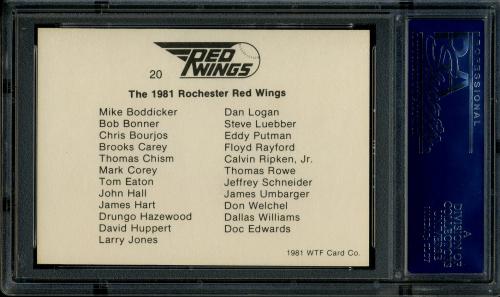 1981 WTF Rochester Red Wings WTF #20 Team Card PSA 10 #19677785 - Back