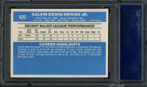 1982 Donruss #405 Cal Ripken PSA 10 #20019567 - Back