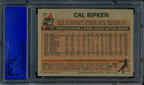 1983 Drake's #23 Cal Ripken PSA 10 #81288265 - Back