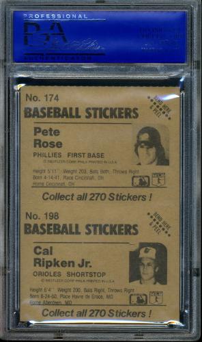 1983 Fleer Stickers Cal Ripken/Pete Rose PSA 9 #90377964 - Back