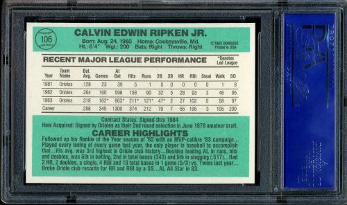 1984 Donruss #106 Cal Ripken PSA 10 #31578235 - Back
