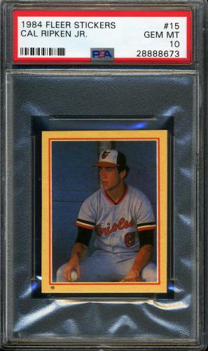 1984 Fleer Stickers #15 Cal Ripken PSA 10 #28888673