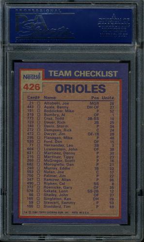1984 Nestle 792 #426 Orioles TL/Cal Ripken PSA 10 #20310887 - Back