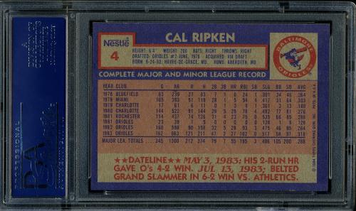 1984 Nestle Dream Team #4 Cal Ripken PSA 10 #17852778 - Back