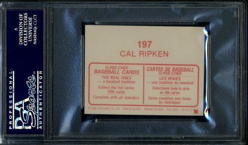 1984 O-Pee-Chee Stickers #197 Cal Ripken PSA 10 #24640836 - Back