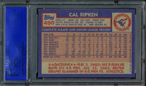 1984 Topps #490 Cal Ripken PSA 10 #30993271 - Back