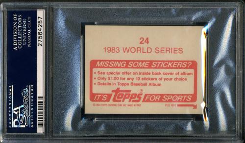 1984 Topps Stickers #024 Cal Ripken WS PSA 10 #27564257 - Back