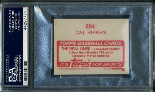 1984 Topps Stickers #204 Cal Ripken PSA 10 #44297771 - Back