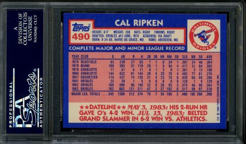 1984 Topps Tiffany #490 Cal Ripken PSA 10 #22894552 - Back