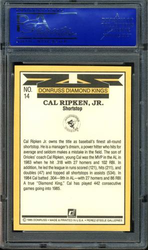 1985 Donruss #014 Cal Ripken DK PSA 10 #81370412 - Back
