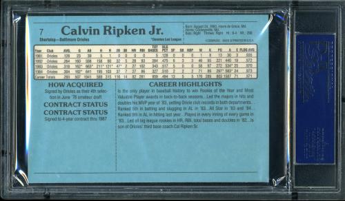 1985 Donruss Action All-Stars #7 Cal Ripken PSA 10 #20457173 - Back
