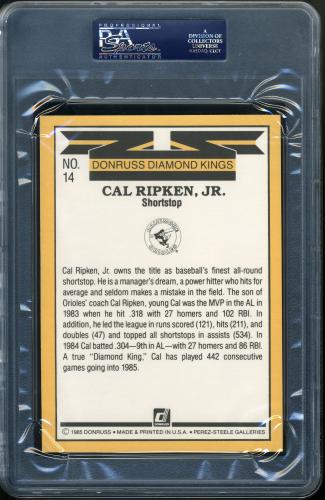 1985 Donruss Super DK's #14 Cal Ripken PSA 10 #24528409 - Back