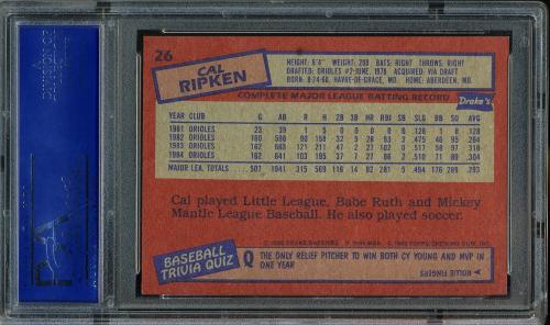 1985 Drake's #26 Cal Ripken PSA 10 #15005756 - Back