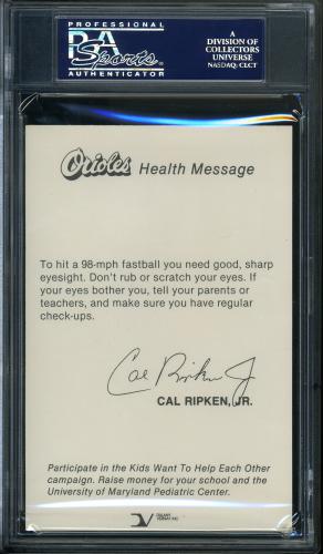 1985 Orioles Health #15 Cal Ripken Jr. PSA 9 #24265919 - Back