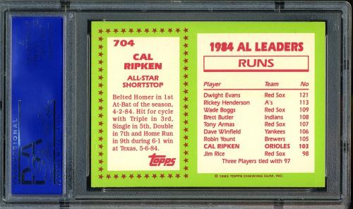 1985 Topps Tiffany #704 Cal Ripken AS PSA 8 #11788730 - Back