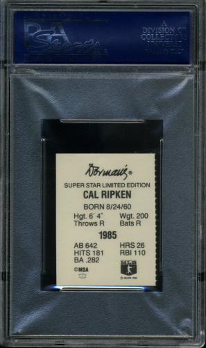 1986 Dorman's Cheese Cal Ripken PSA 10 #21180050 - Back