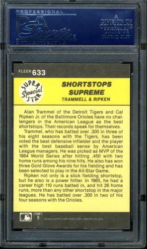 1986 Fleer #633 C.Ripken/A.Trammell PSA 10 #16749923 - Back