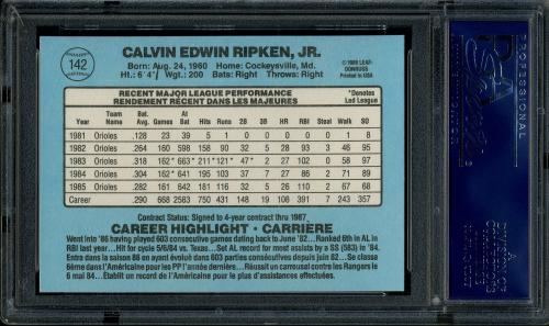 1986 Leaf/Donruss #142 Cal Ripken PSA 10 #17665027 - Back