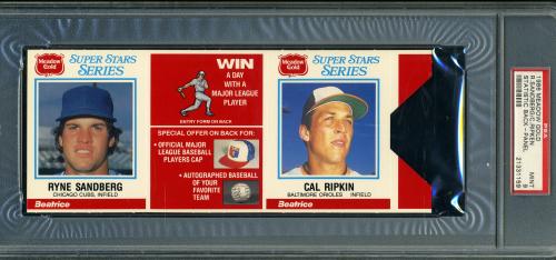 1986 Meadow Gold Stat Back Panel #11 Cal Ripken ERR-sic, Ripkin PSA 10 #21331159