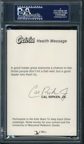 1986 Orioles Health #15 Cal Ripken Jr. PSA 9 #24921060 - Back
