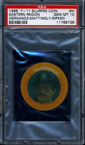 1986 Seven-Eleven Coins #III Keith Hernandez-Don Mattingly-Cal Ripken PSA 10 #11788738