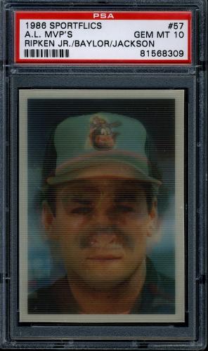 1986 Sportflics #057 AL MVP's Ripken/Reggie PSA 10 #81568309