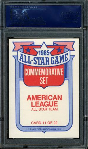 1986 Topps Glossy All-Stars #11 A.L. All-Star Team [* print designation] PSA 10 #19900262 - Back