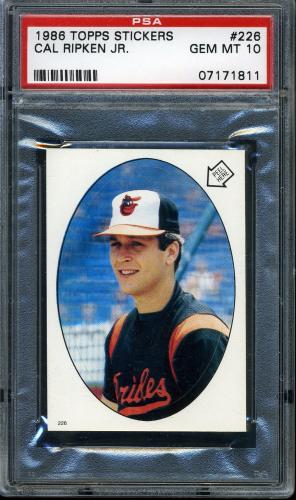 1986 Topps Stickers #226 Cal Ripken PSA 10 #07171811