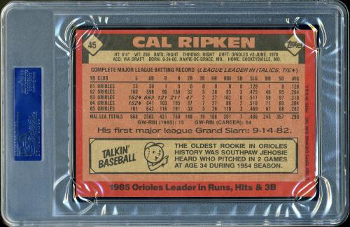 1986 Topps Super #45 Cal Ripken PSA 9 #17457456 - Back