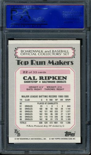 1987 Boardwalk and Baseball #22 Cal Ripken PSA 10 #81311034 - Back